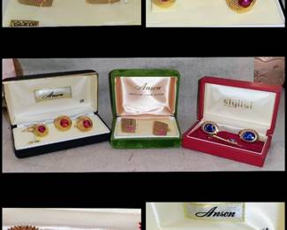 Mid-century modern cufflinks tie tacks