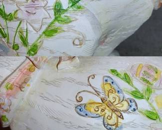 Beautiful butterflies and spring flowers hand-painted