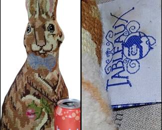 Vintage Tableaux Made tall needlepoint stand up Beatrix Potter Bunny (