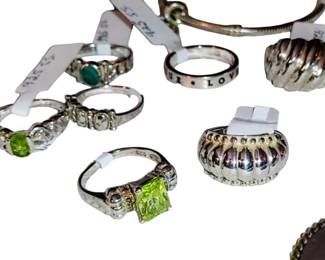 Sterling silver and gemstone rings I don't know the sizes as yet