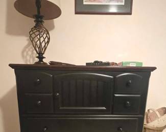 Black Broyhill Chest /natural wood finish top (better pics to post)