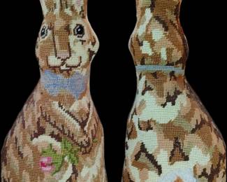 Vintage Tableaux Made tall needlepoint stand up Beatrix Potter Bunny