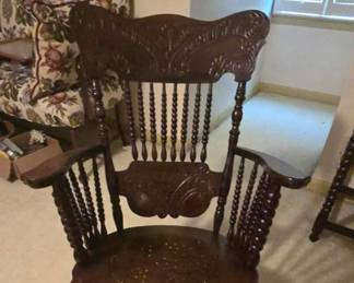 All original pressed back oak chair