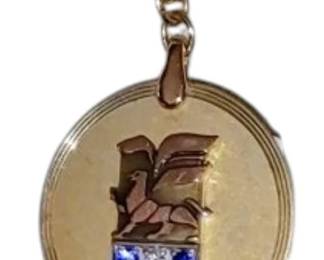 12012 karat gold fill West Point Pepperell pendant with diamond and sapphires
