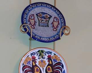 Plate on top:Tabgha - Miracle of Loaves and Fish Armenian ceramic plate  (  Plate on the bottom:Vtg Handmade Manousakis Keramik Parperis Rodos Greece Blue Rooster Bird 
