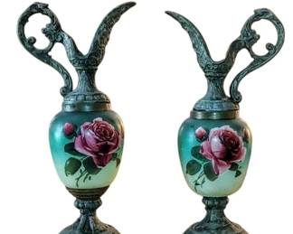 Victorian mantle irons. Fantastic detail repose rabbit and deer around the base