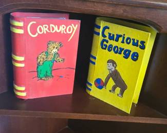 Paper mache & wood books Curious George