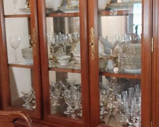 Vocational mahogany lighted china cabinet lots of storage on the bottom