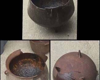 Old cast iron cauldron -as is perfect for flower planter
