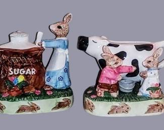 Royal Doulton Rabbit Sugar & cow & Bunnies creamer