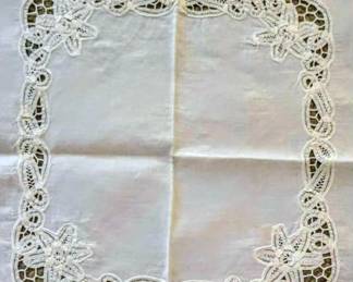 Beautiful battenberg lace cloth table