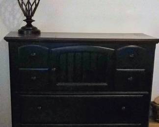 Broyhill black dresser with black top