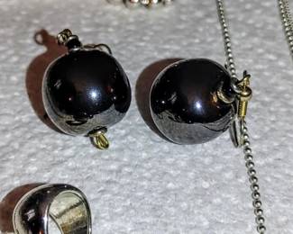 Black Pearl sterling silver earrings