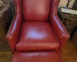 King Hickory Leather Chair & Ottoman