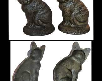 Pair of cast iron cat door stops