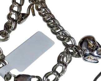 Sterling silver charm bracelet with rabbit and book
