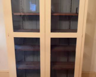Pair of Modern Glass Front Tall Cabinets