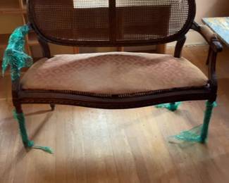 Vintage French Provincial Cane Back Settee