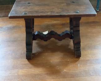 Vintage Rustic Spanish Style Wood Side Table