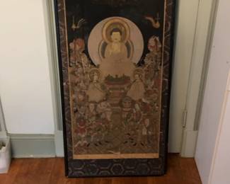 Framed Antique Japanese Buddhist Thangka Painting