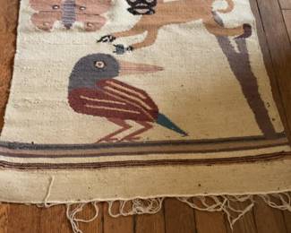 Vintage Hand-Woven Bird Motif Tapestry 32 x 23