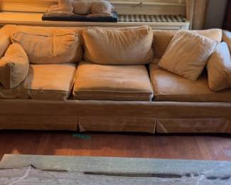 Classic Sleigh-Style Three-Seat Sofa with Skirted Base