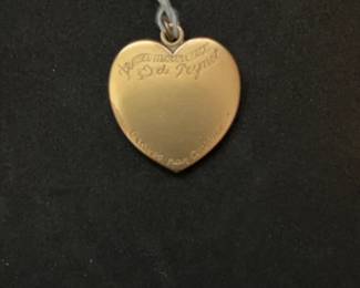 Vintage Heart-Shaped Gold Plate Pendant with Boy and Girl Design