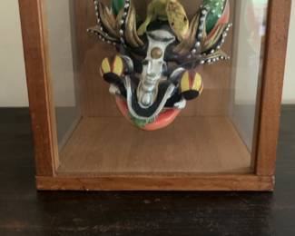 Diablada Mask from Bolivia & Display Case