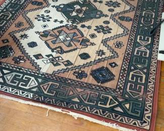 Vintage Hand-Knotted Tribal Rug with Geometric Medallion Pattern