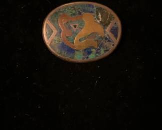 Vintage Sterling Silver Nestor Mexico Eagle Brooch Stone Inlay Bird Pin Pendant