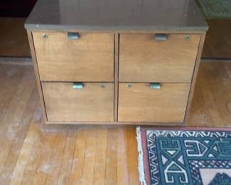Mid-Century Modern 4-Drawer Wood Filing Cabinet 32 x 23 x 26