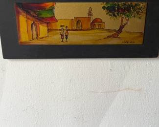 Vintage Judaica Art By Hadar Aviv Enamel Painting