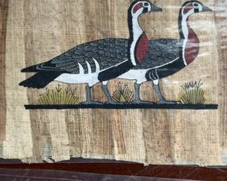 Set of 3 Vintage Egyptian Papyrus Paintings