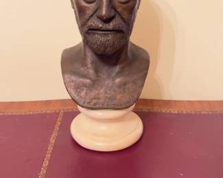 Vintage Leo Cherne Signed Sigmund Freud Bronze-Tone Bust Statue