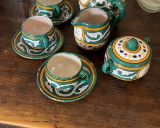 Vintage Hand-Painted Tunisian Pottery Tea Set