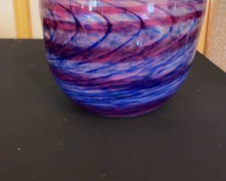 Artistic Hand-Blown Swirl Glass Decorative Bowl
