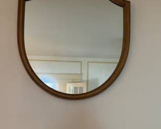 Vintage Scalloped Wood Framed Wall Mirror