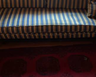 Striped Upholstered Bench & Cushion Set