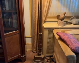 Antique Floor Lamp & Rustic Natural Rawhide Lamp