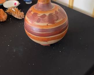 Hand-Painted Terracotta Southwestern Style Decorative Vase