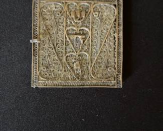 Vintage Sterling Silver Filigree Jewish Mezuzah Case with Turquoise Accents with Original Parchment 
