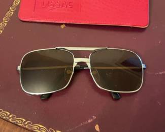 Lissac Opticien Aviator Sunglasses with Red Leather Case