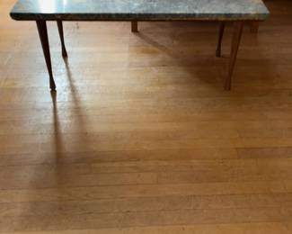Elegant Rectangular Marble Top Coffee Table with Wood Legs