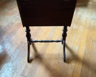 Vintage Dark Wood Spindle Leg Sewing Box