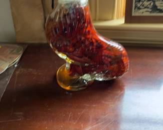 Vintage Glass Rooster Decanter with Dried Peppers