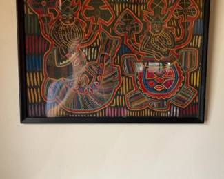 Framed Hand-Stitched Panama Mola Folk Art
