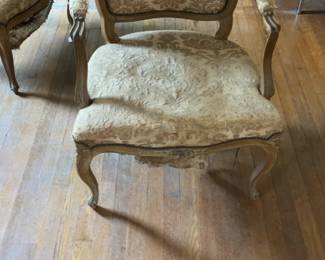 Vintage French Provincial Damask Armchair