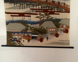 Vintage Japanese Ukiyo-e Style Fabric Wall Hanging Tapestry 