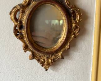 Vintage Italian Florentine Gold Gilt Oval Wall Mirror