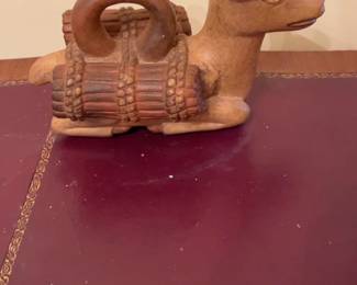 Peruvian Pre-Columbian Style Terracotta Llama Stirrup Spout Vessel